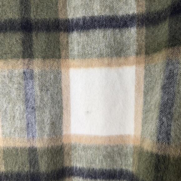 Zara Jacket Womens Medium Green Beige Plaid Wool Blend Shacket Overshirt Buttons - Picture 7 of 7